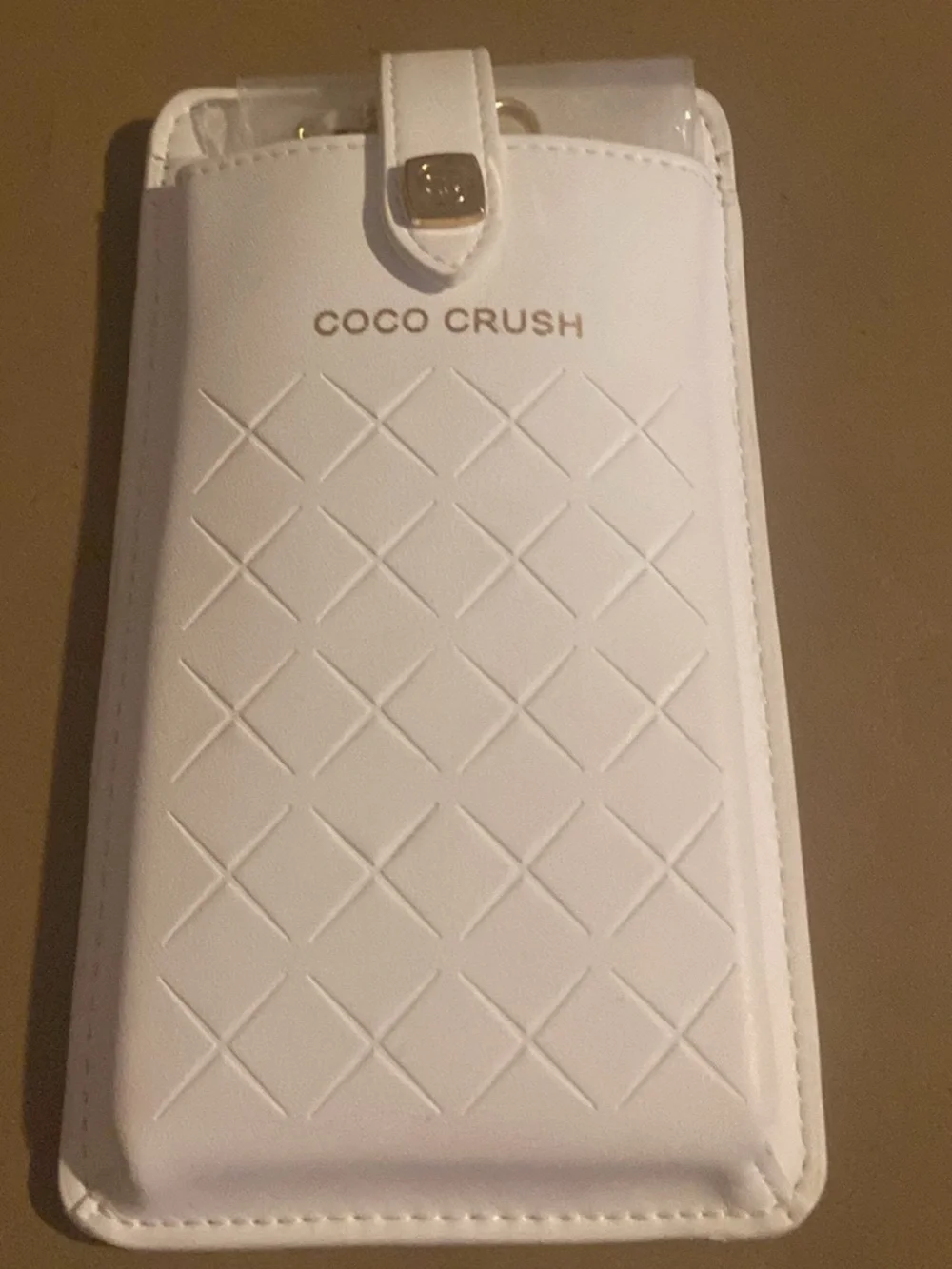 White Chanel coco crush Quilted Phone Sleeve Crossbody